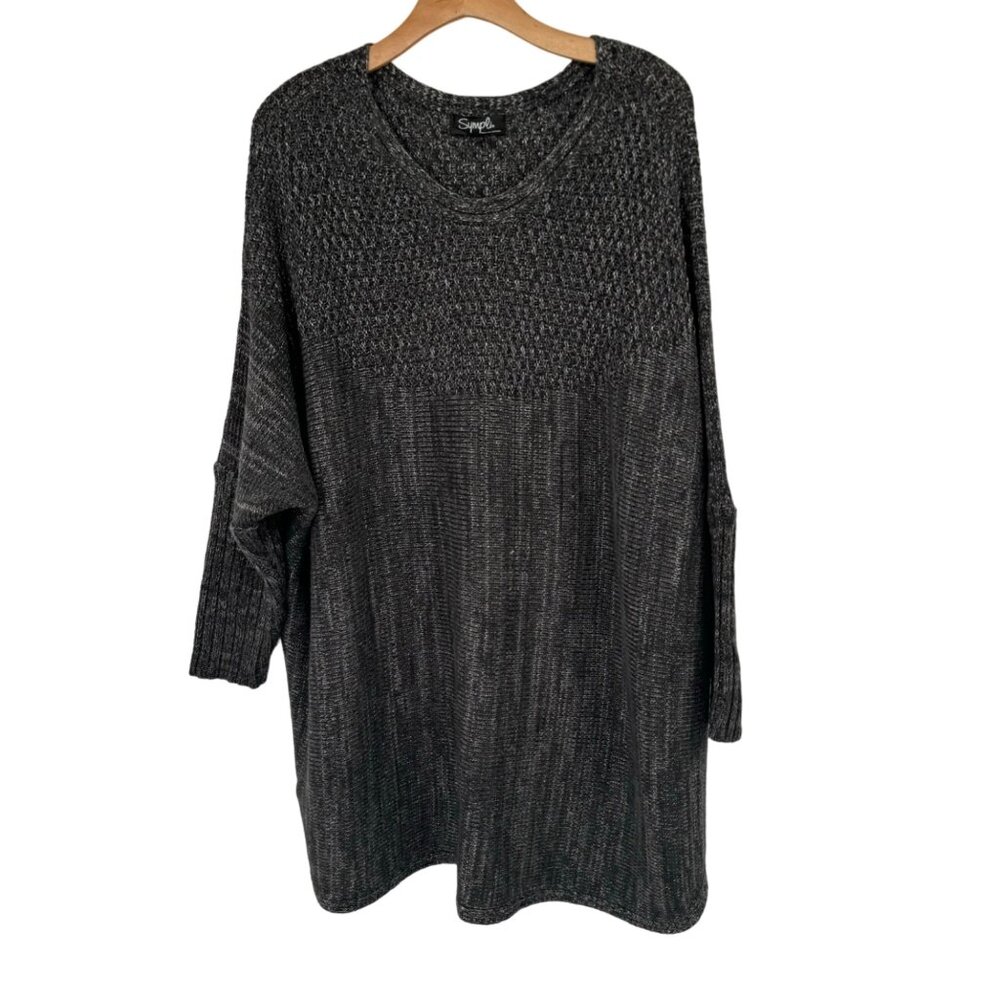 Sympli womens Grey Knit Sweater chunky tunic  size XL cotton 3/4 sleeve Canada